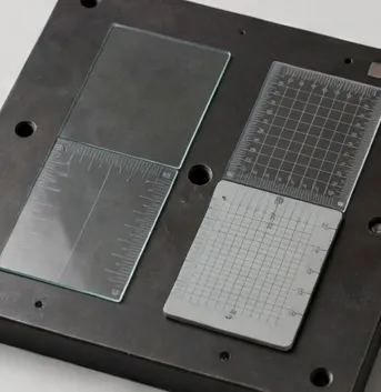 Detail view of the MicroHub Calibration Slide & Stage Micrometer Kit